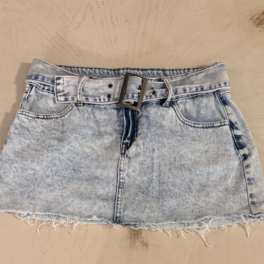 Rewash Micro Mini Belted Denim Skirt 3/26